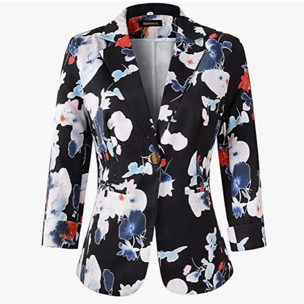 3/4 Sleeve Lightweight Office Suit Jacket Boyfriend Blazer -BRAND NEW IN PACKAGE